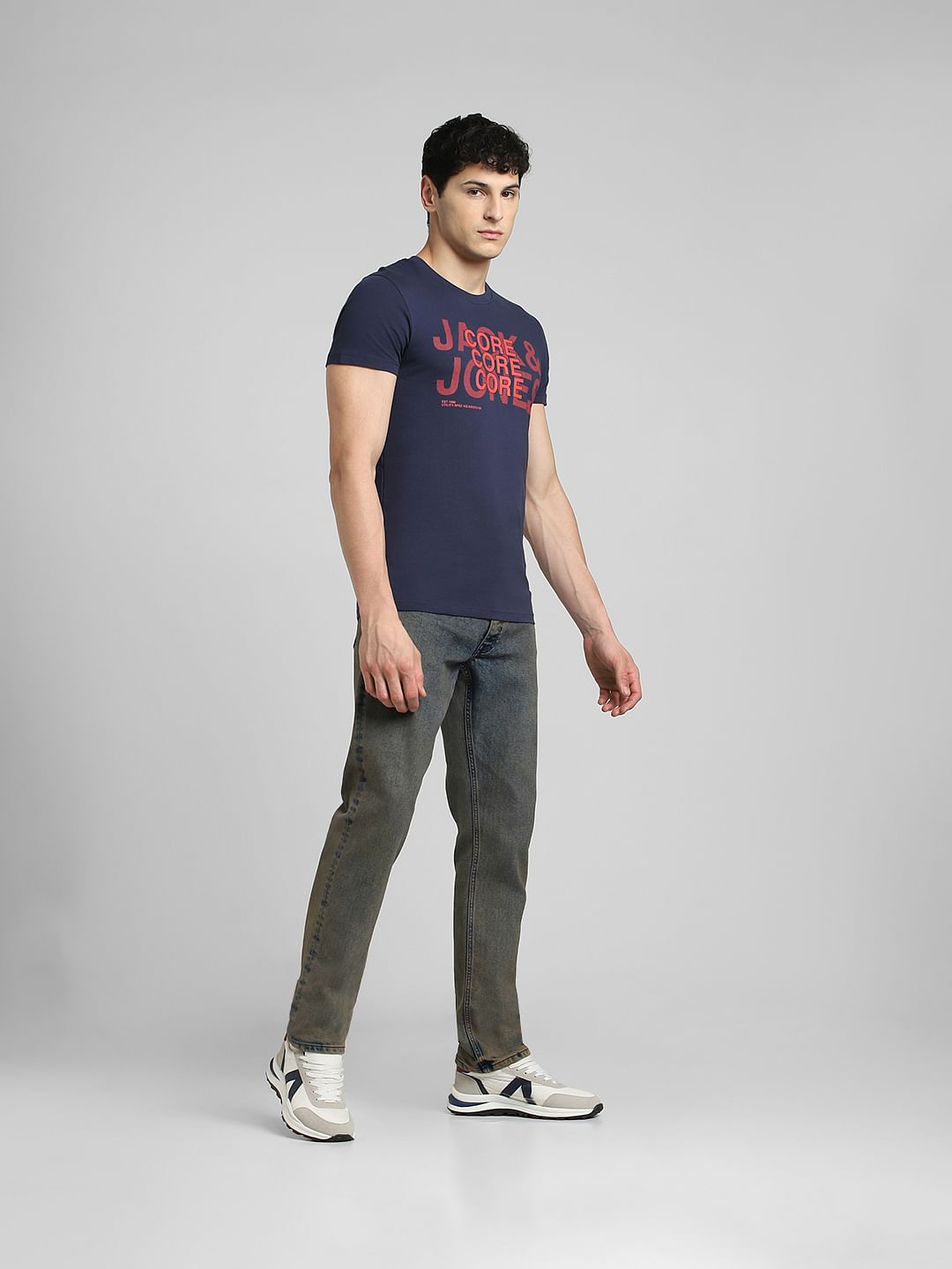 Blue Graphic Print Crew Neck T-shirt