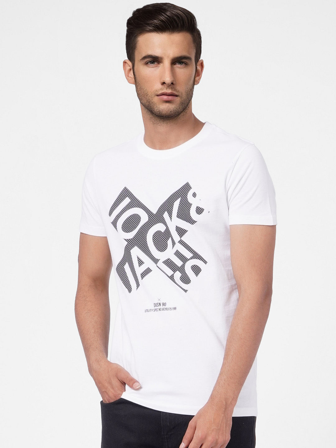 White Graphic Print Crew Neck T-shirt