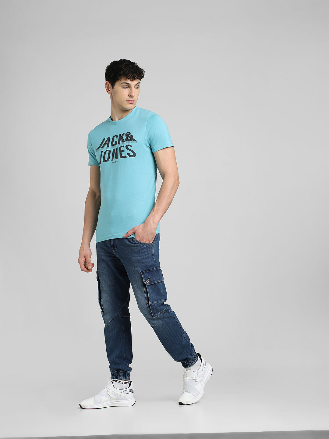 Blue Graphic Print Crew Neck T-shirt