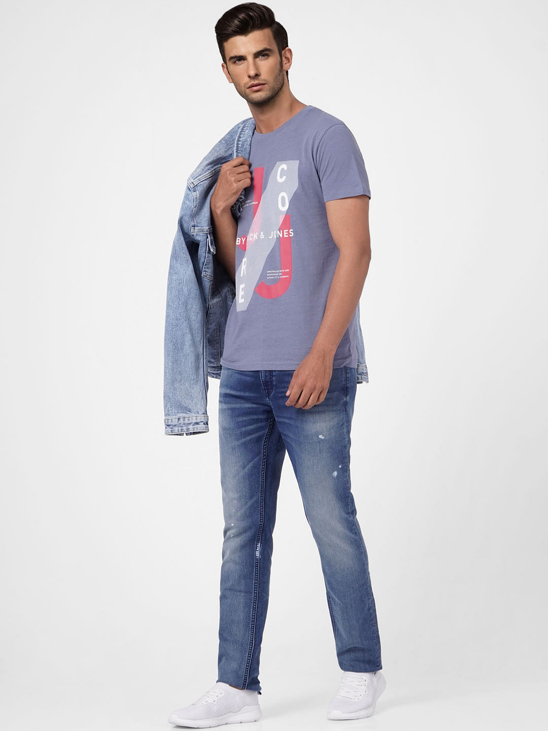 Light Blue Graphic Print Crew Neck T-shirt