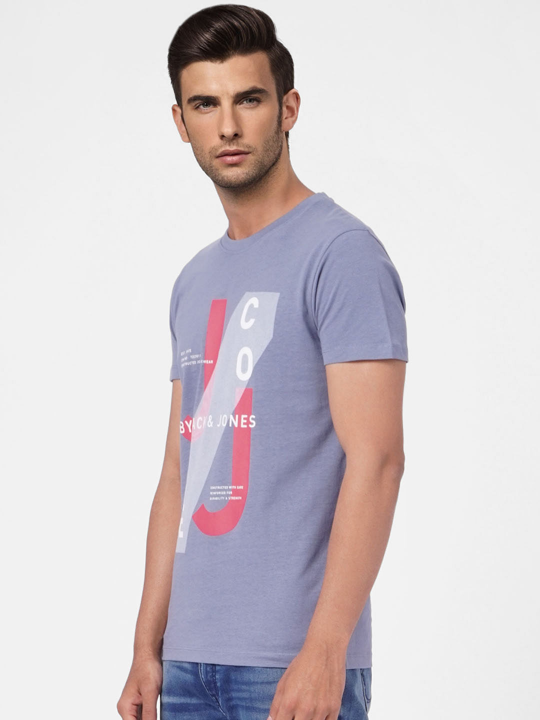 Light Blue Graphic Print Crew Neck T-shirt