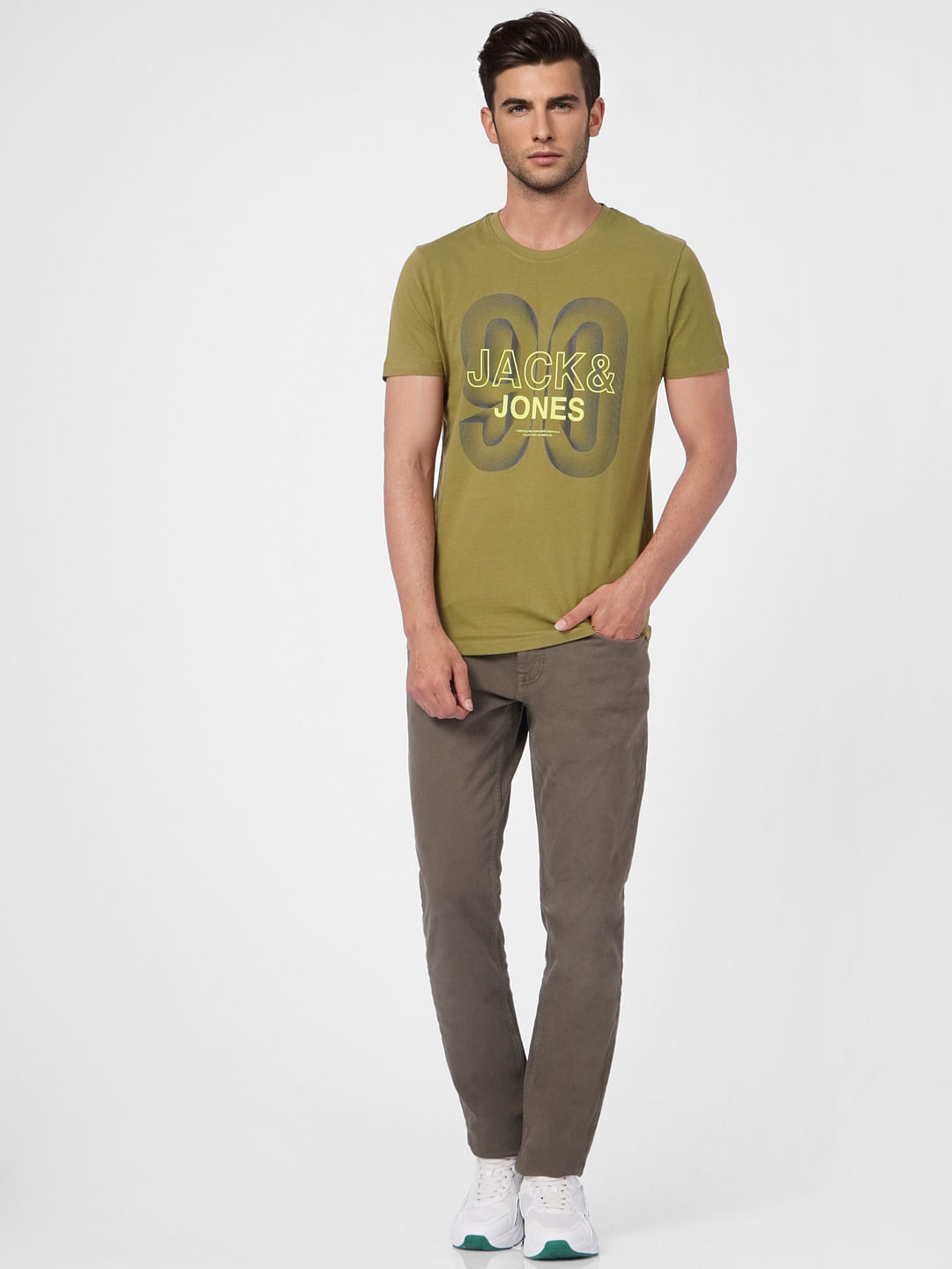 Green Graphic Print Crew Neck T-shirt
