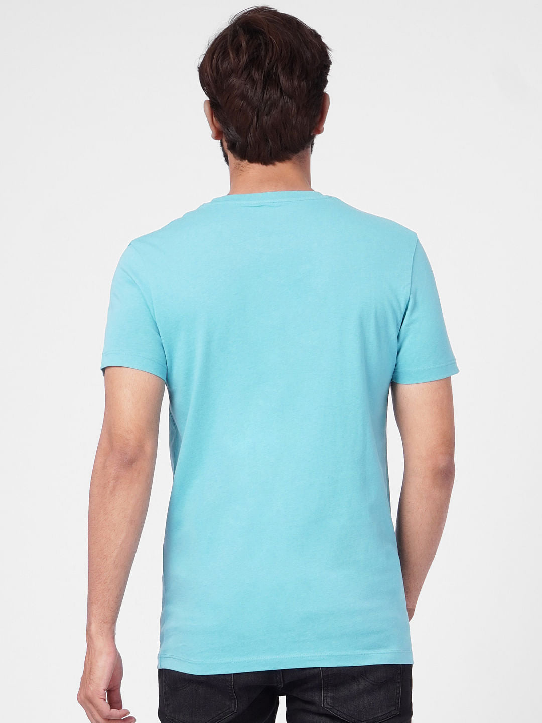 Sky Blue Graphic Print Crew Neck T-shirt