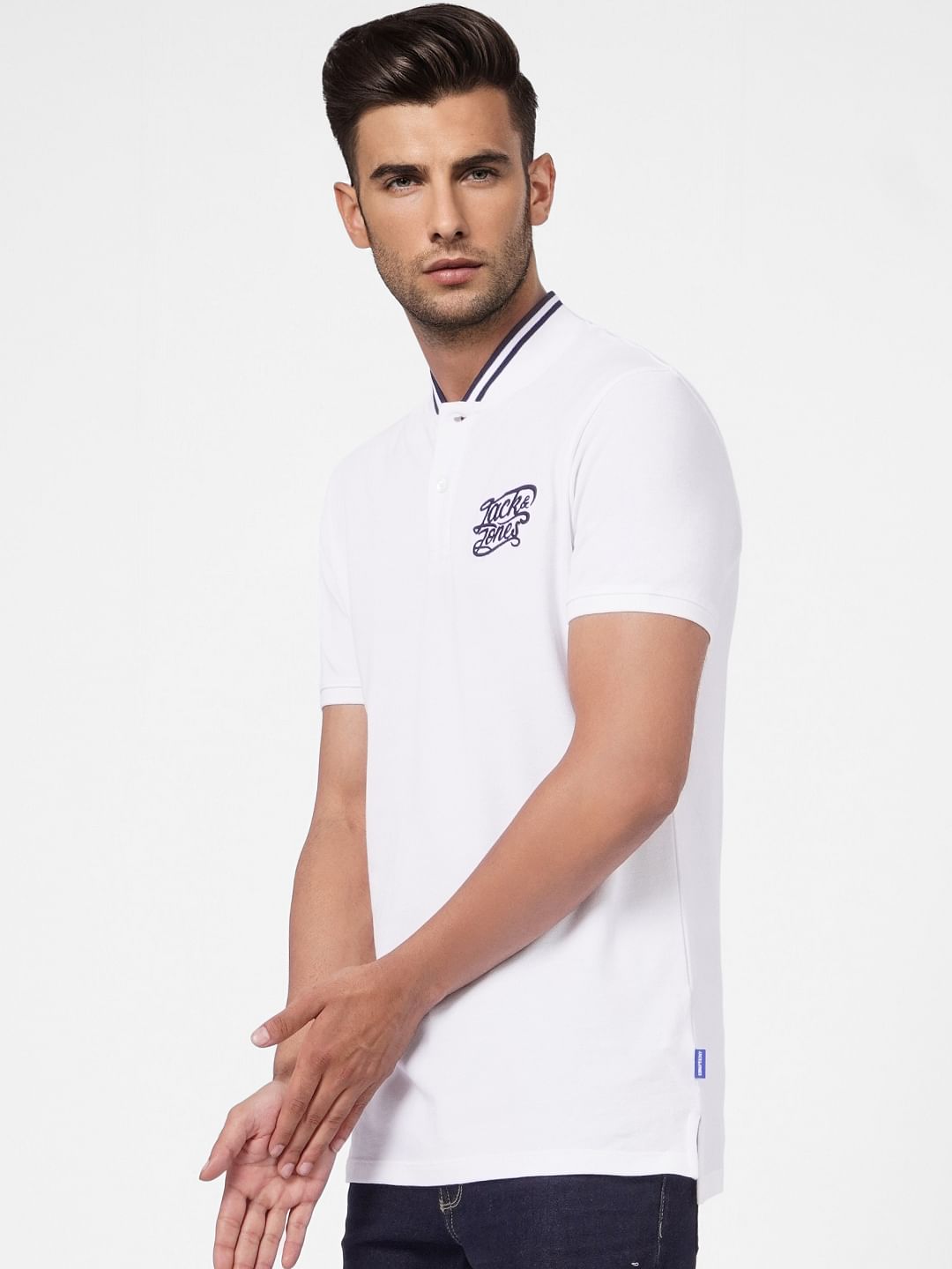 White Polo Neck T-shirt