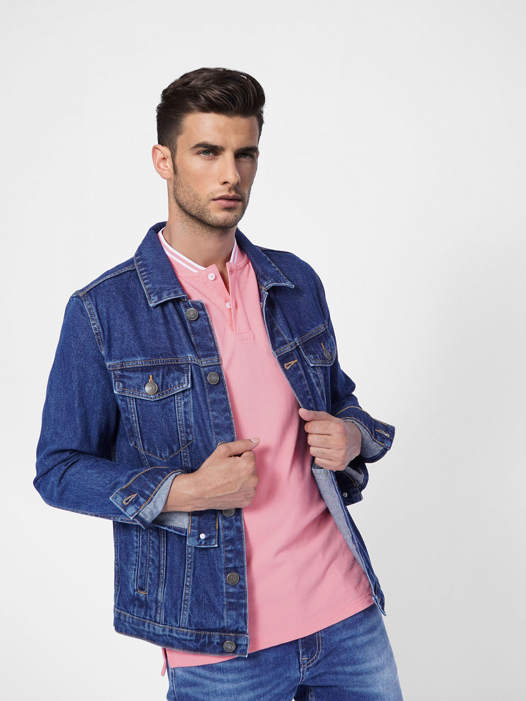 Pink Logo Print Polo Neck T-shirt