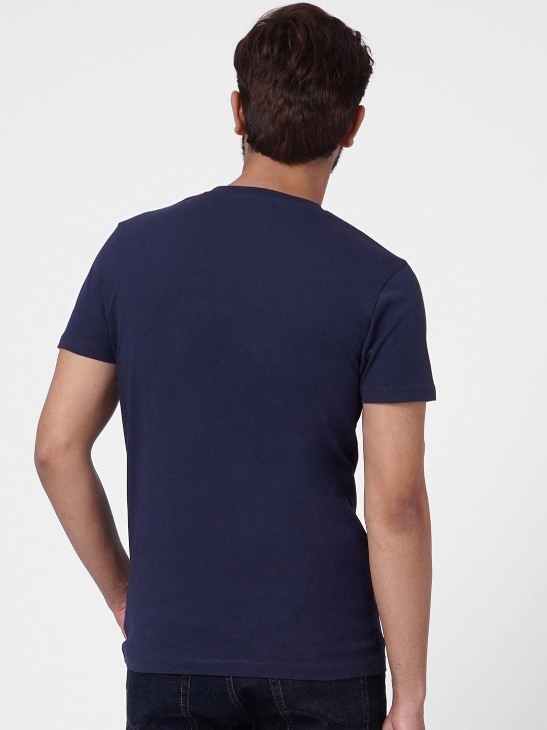 Blue Logo Print Crew Neck T-shirt