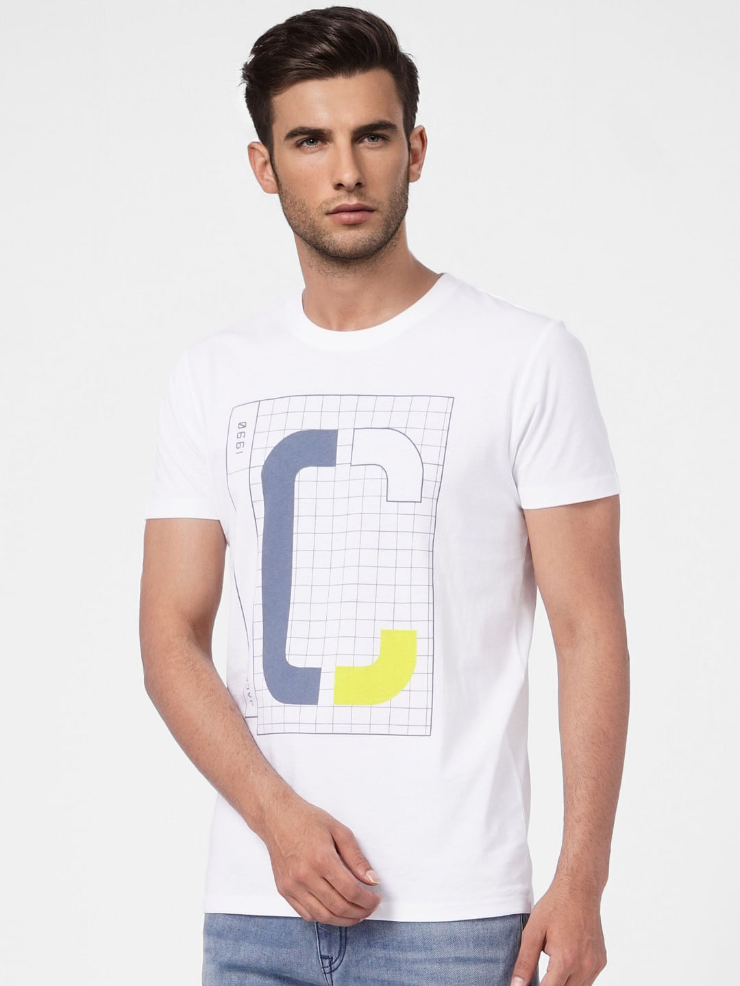 White Graphic Print Crew Neck T-shirt