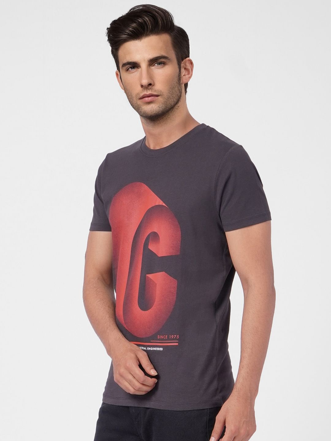 Black Graphic Print Crew Neck T-shirt