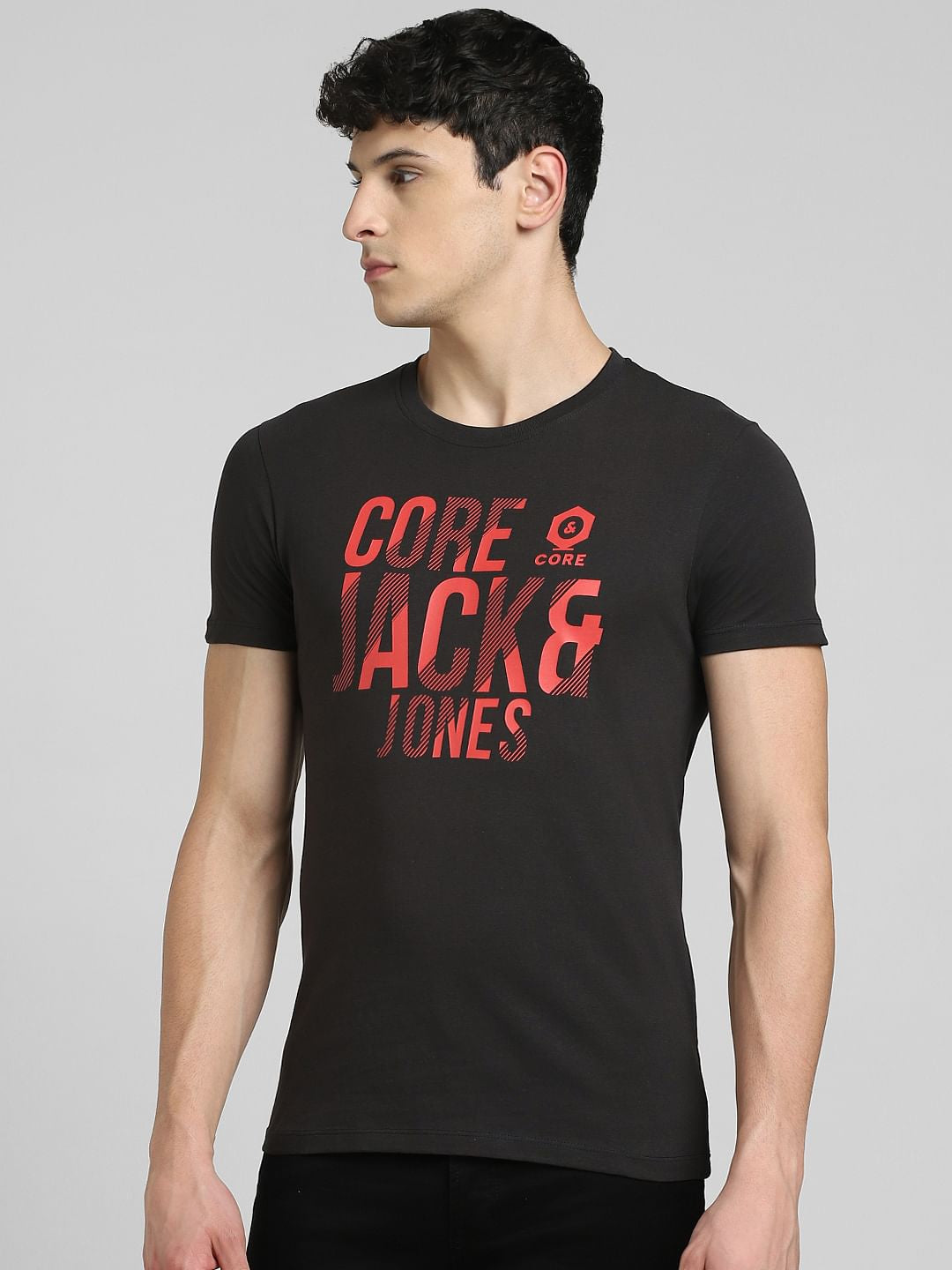 Black Graphic Print Crew Neck T-shirt