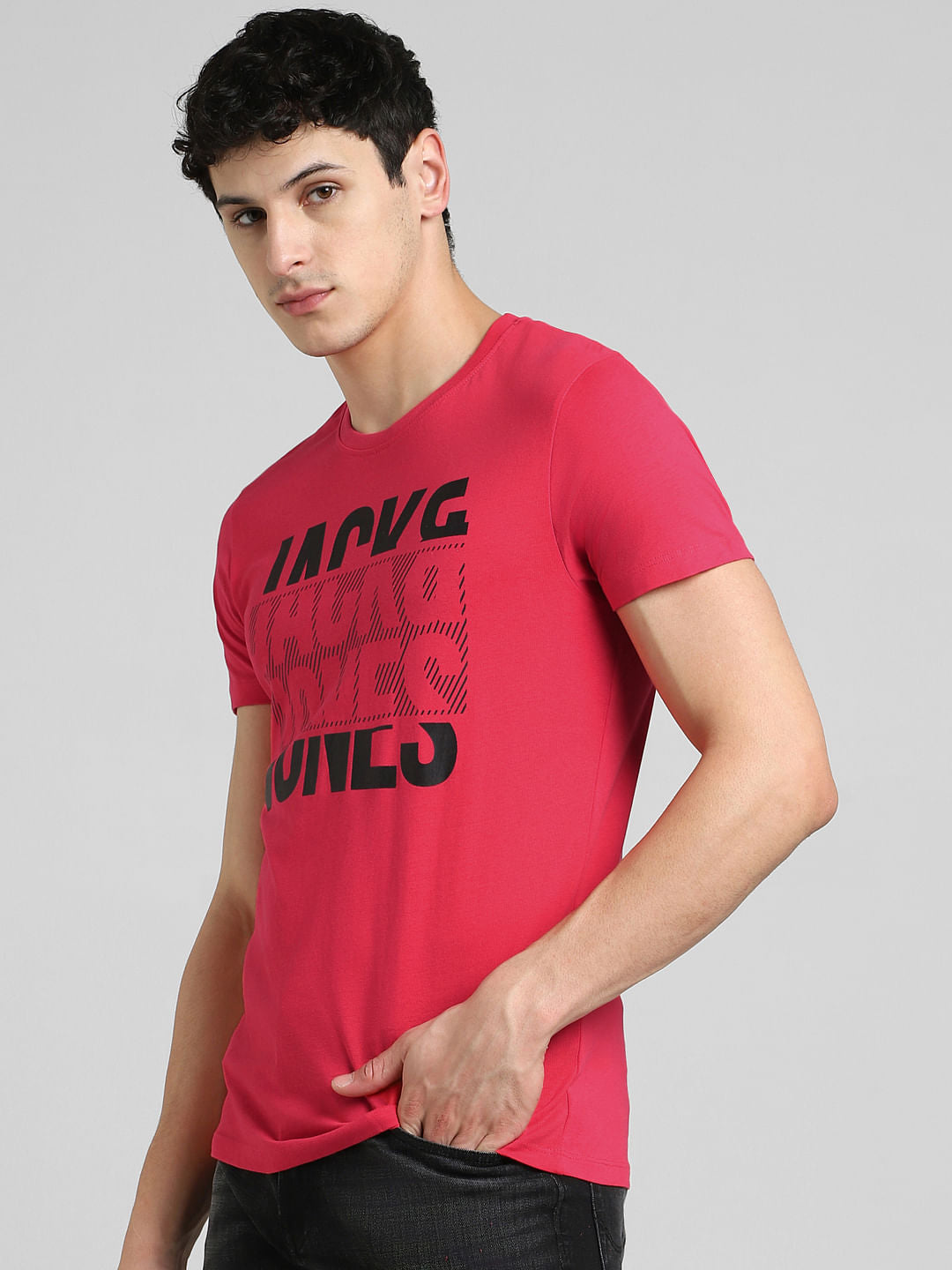 Pink Graphic Print Crew Neck T-shirt