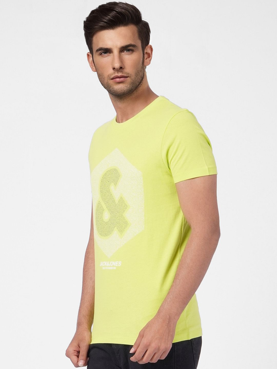 Lime Green Graphic Print Crew Neck T-shirt