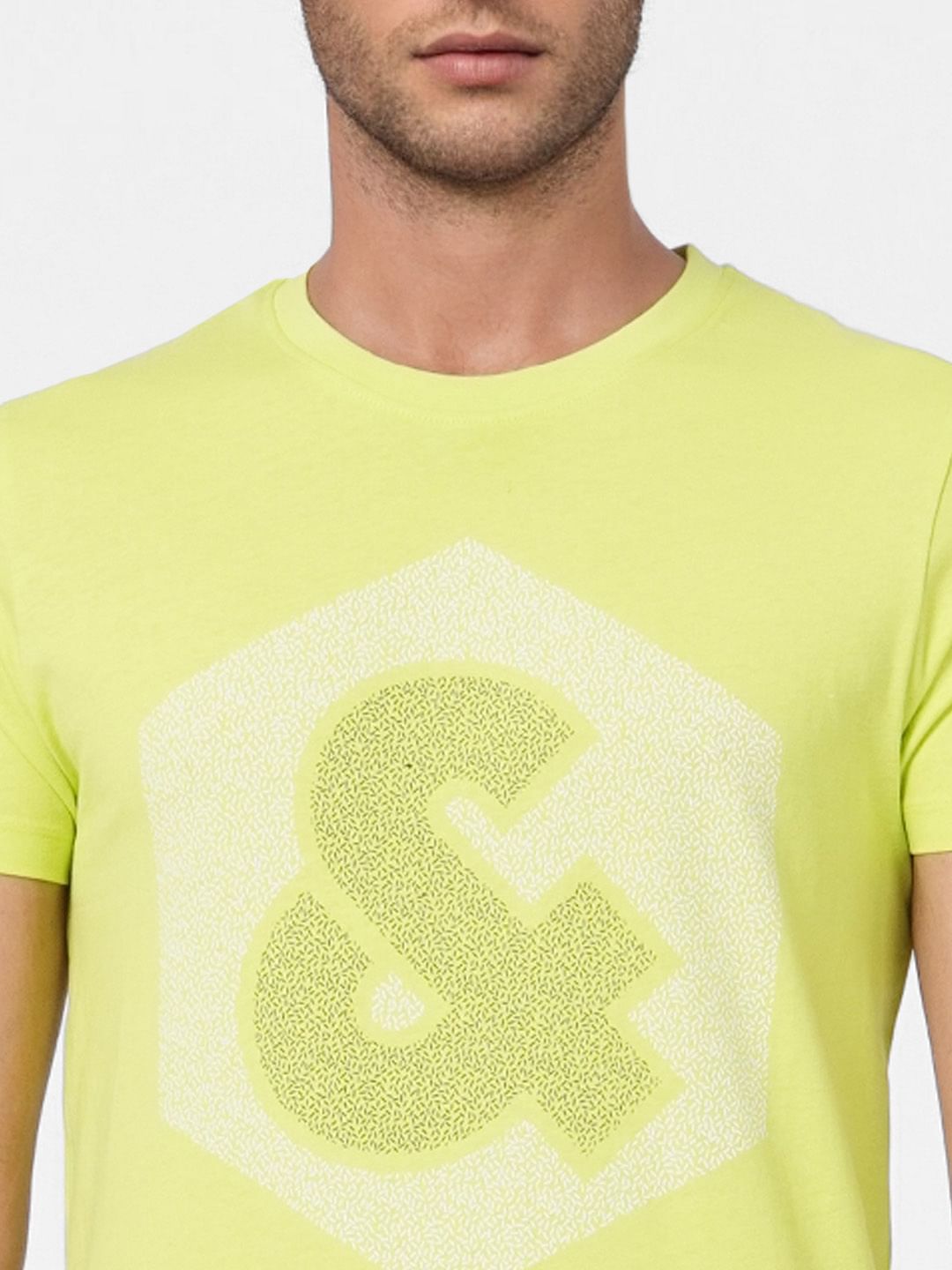 Lime Green Graphic Print Crew Neck T-shirt