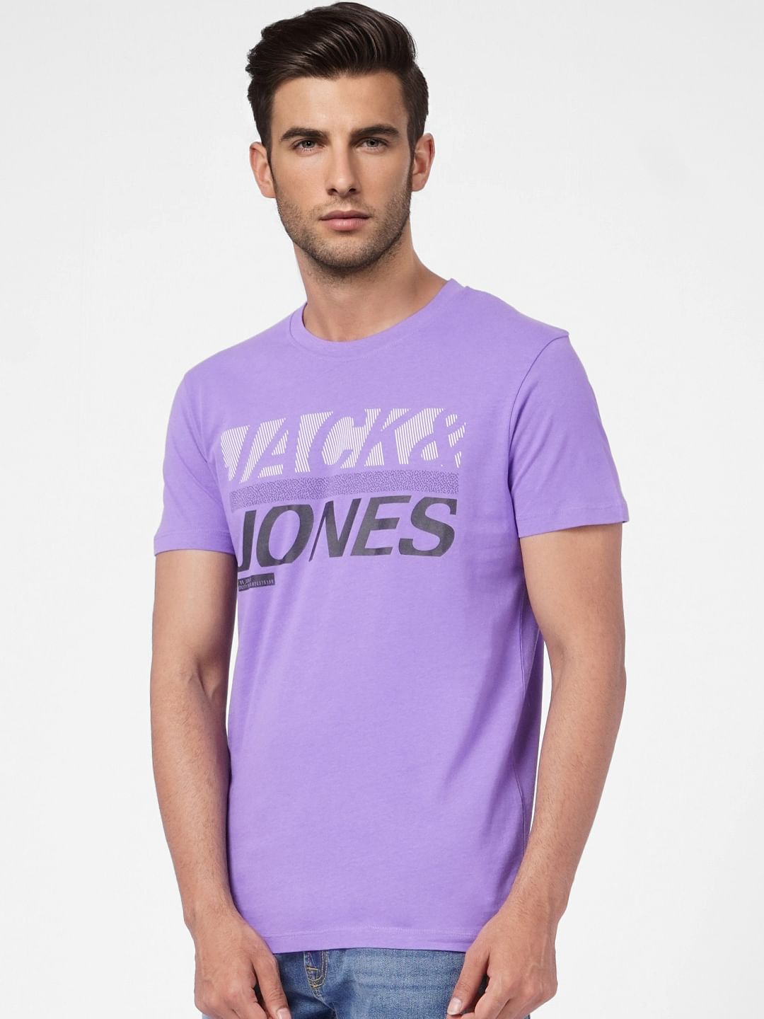 Purple Graphic Print Crew Neck T-shirt