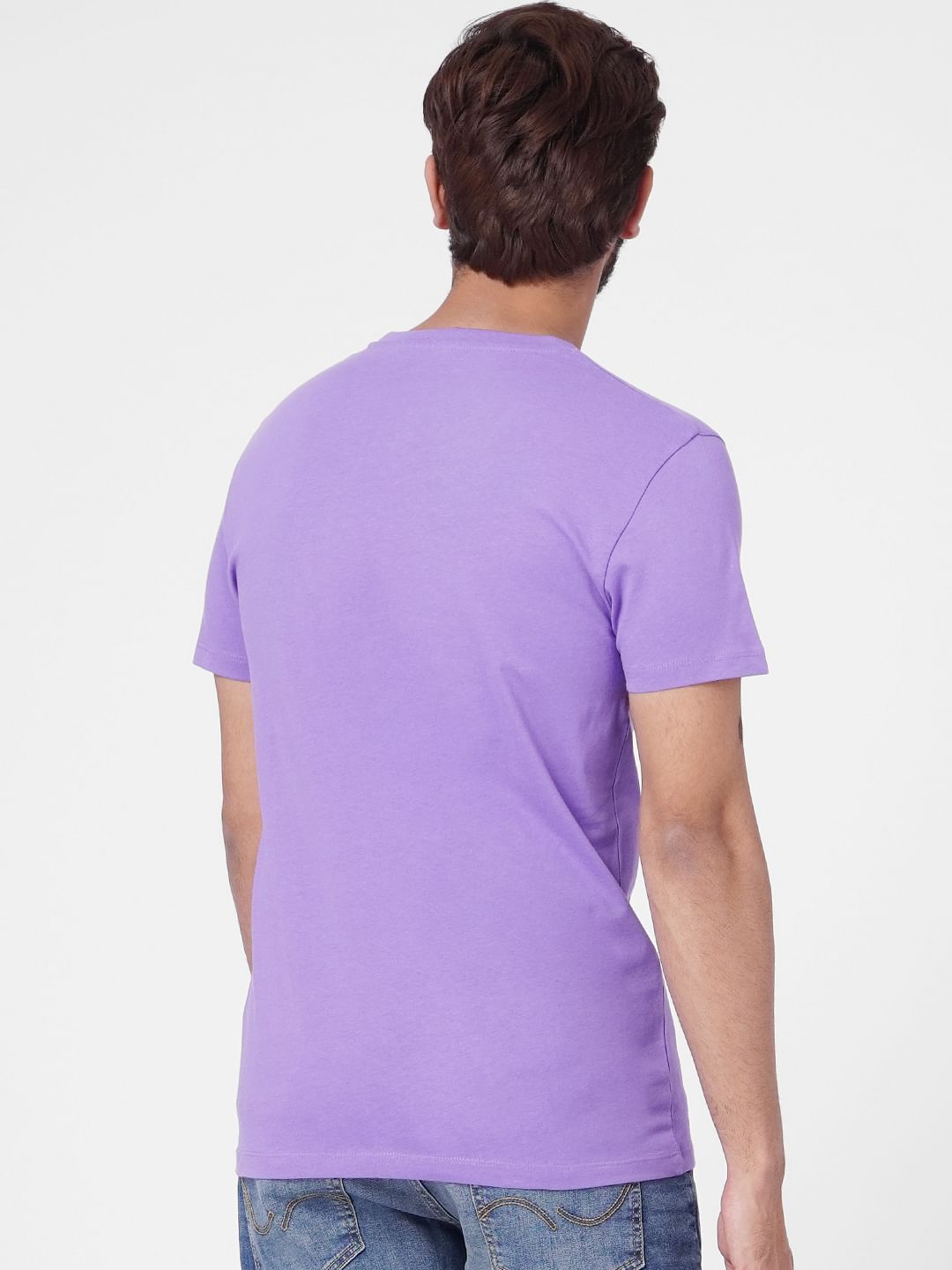 Purple Graphic Print Crew Neck T-shirt