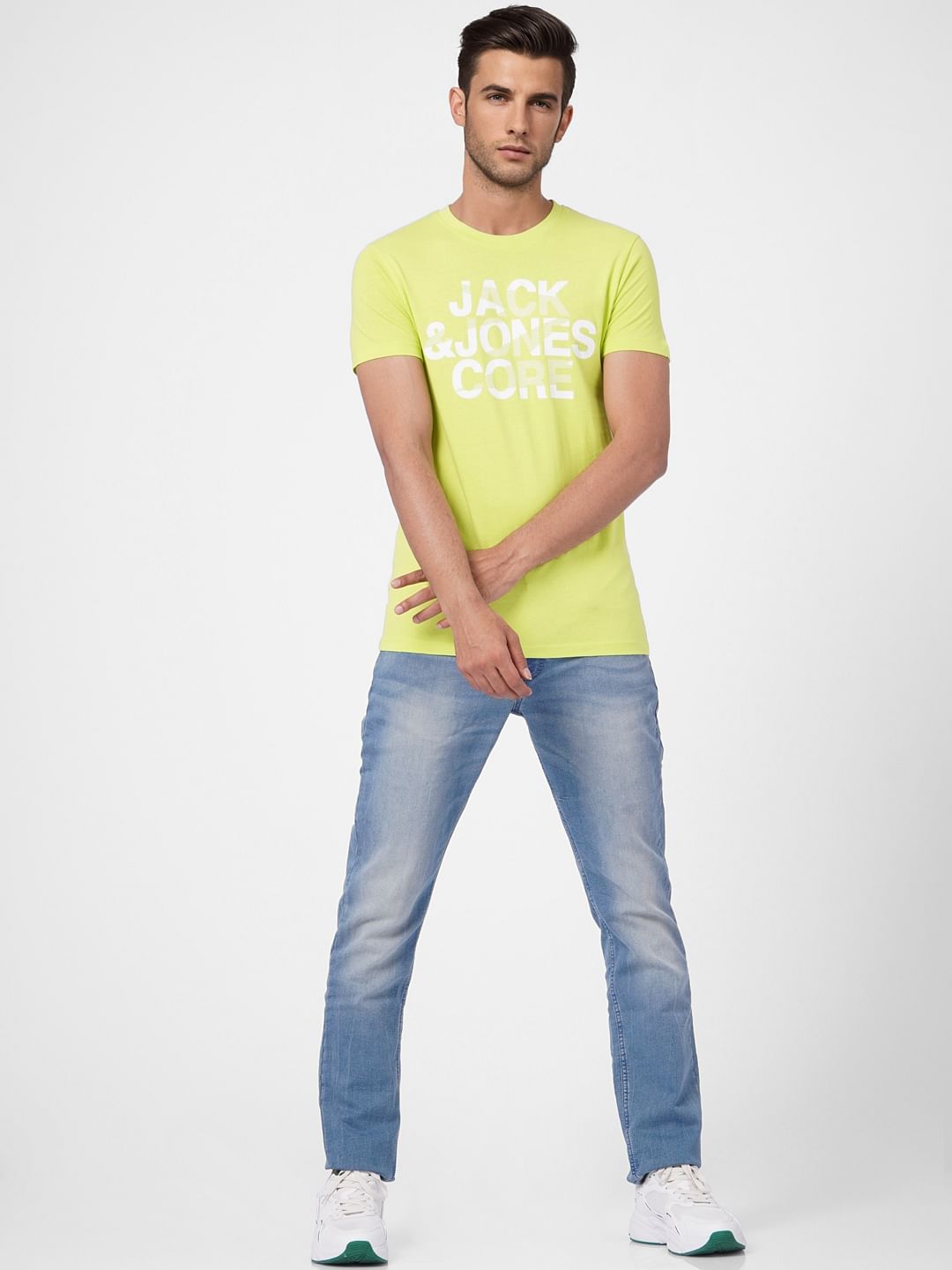 Yellow Graphic Print Crew Neck T-shirt