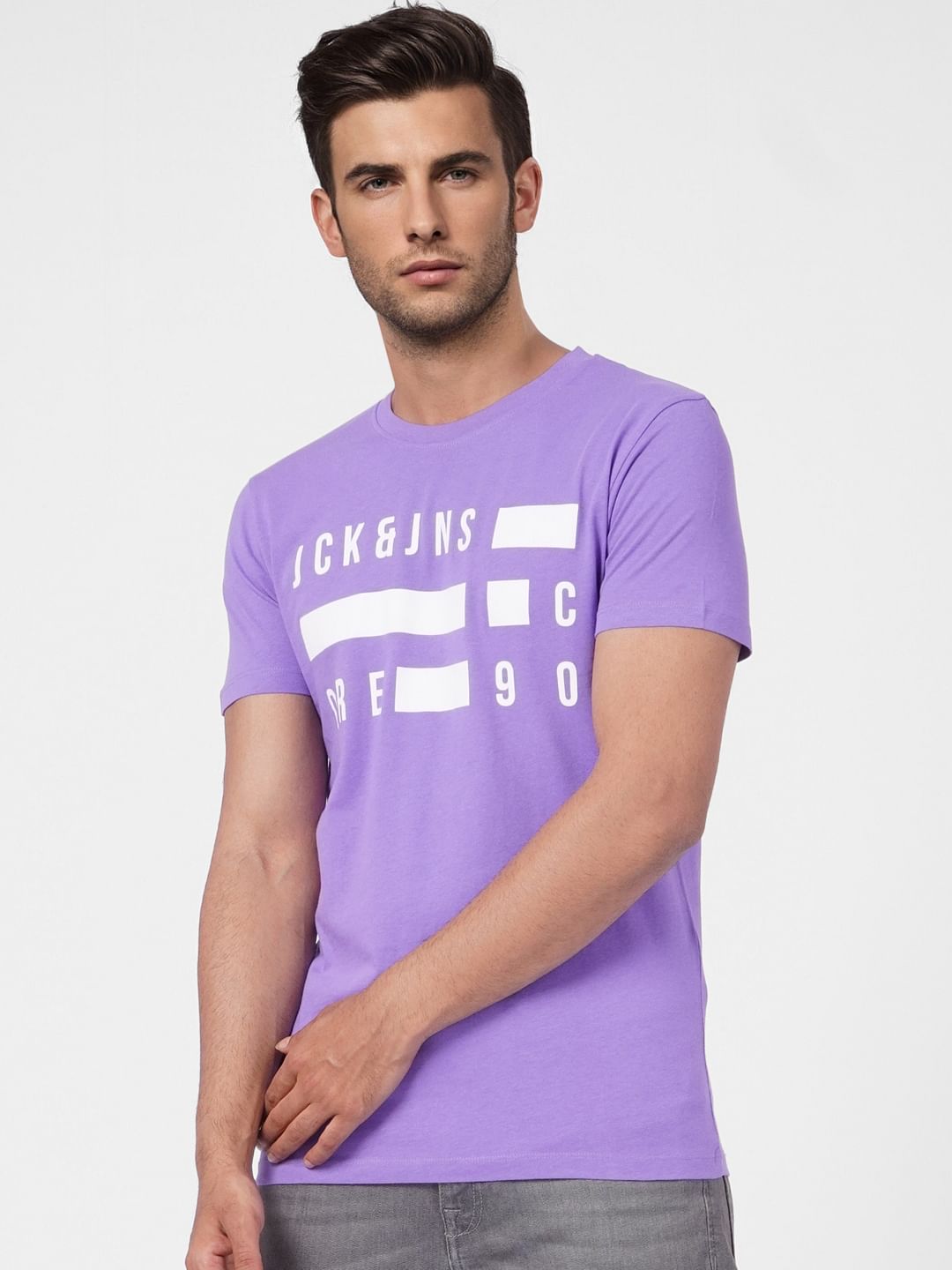 Purple Graphic Print Crew Neck T-shirt