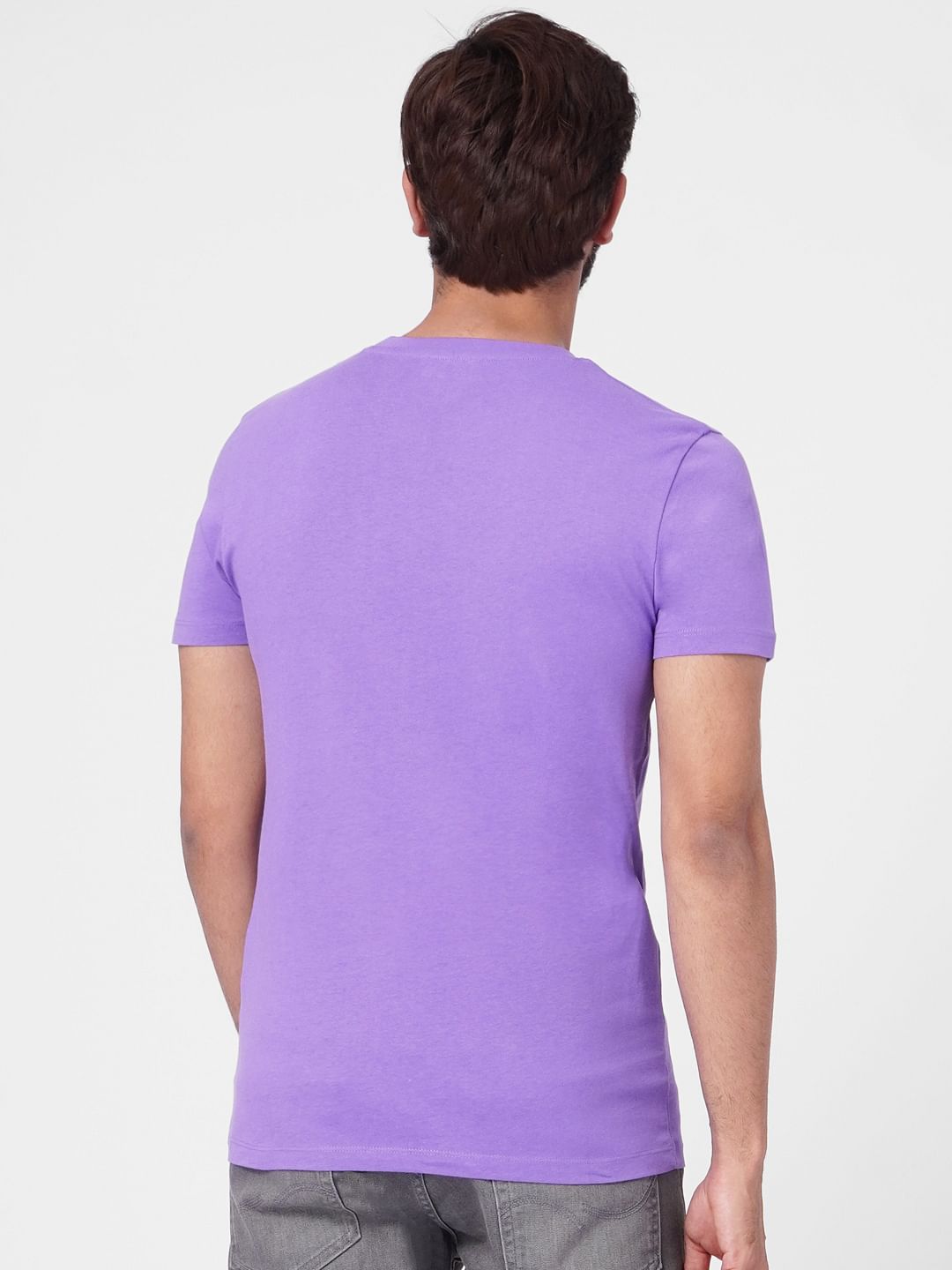 Purple Graphic Print Crew Neck T-shirt