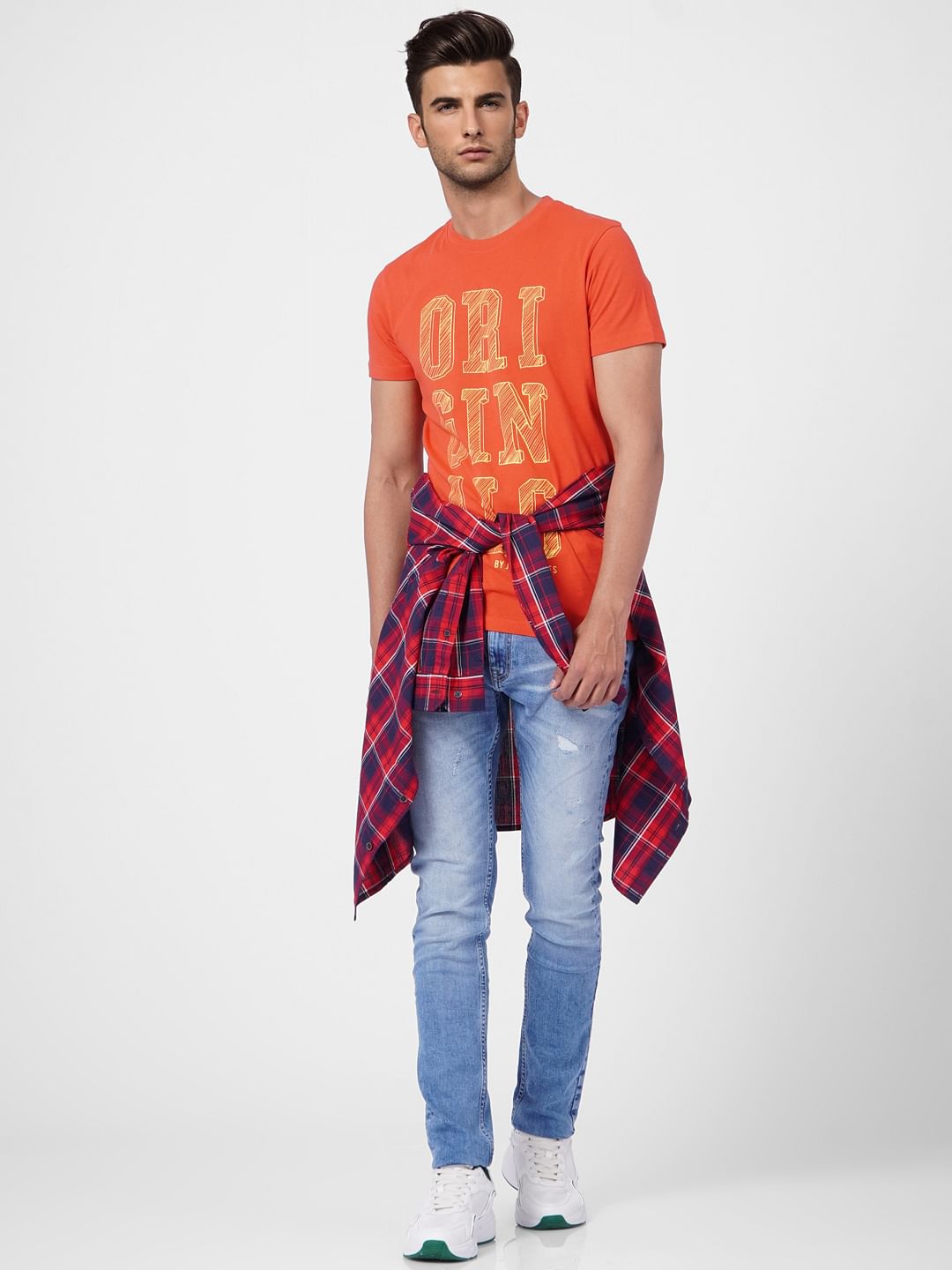 Red Graphic Print Crew Neck T-shirt