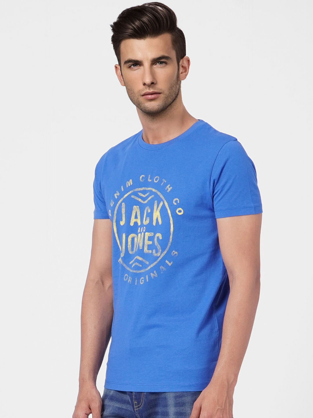 Blue Graphic Print Crew Neck T-shirt