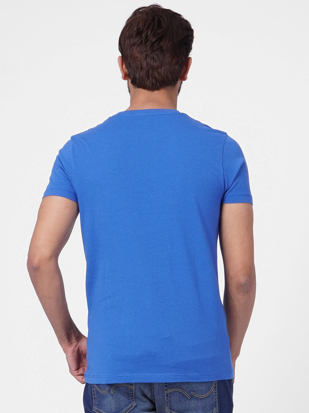 Blue Graphic Print Crew Neck T-shirt