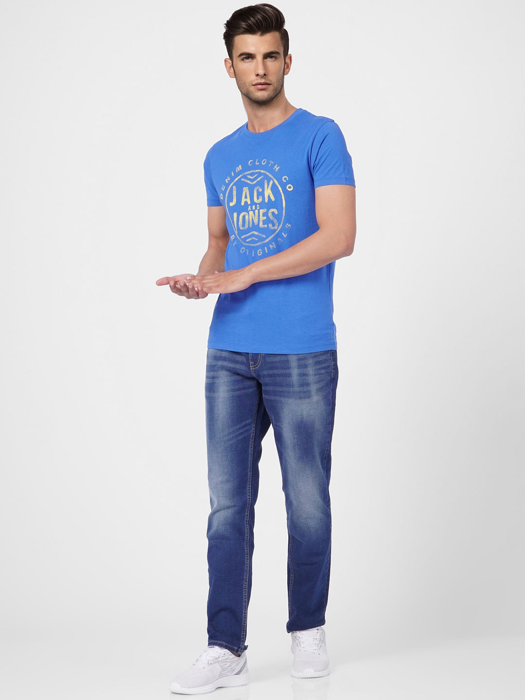 Blue Graphic Print Crew Neck T-shirt