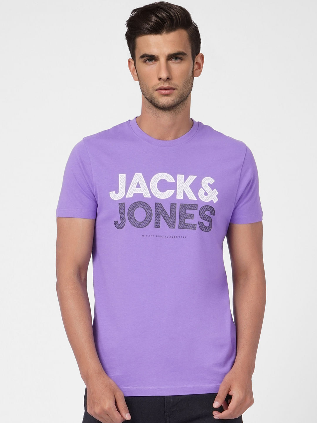 Purple Graphic Print Crew Neck T-shirt