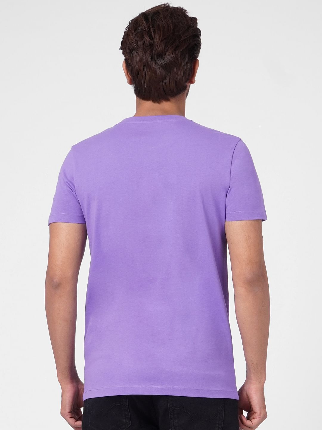 Purple Graphic Print Crew Neck T-shirt