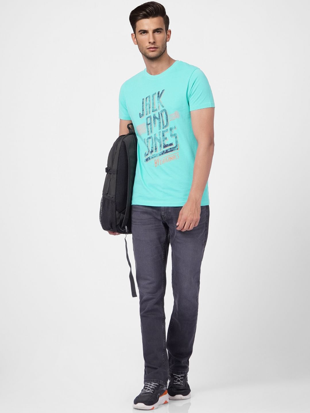 Blue Graphic Print Crew Neck T-shirt