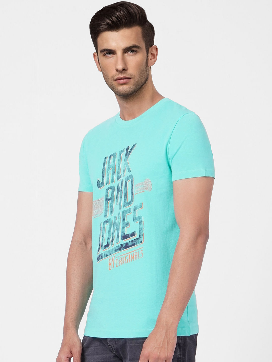 Blue Graphic Print Crew Neck T-shirt