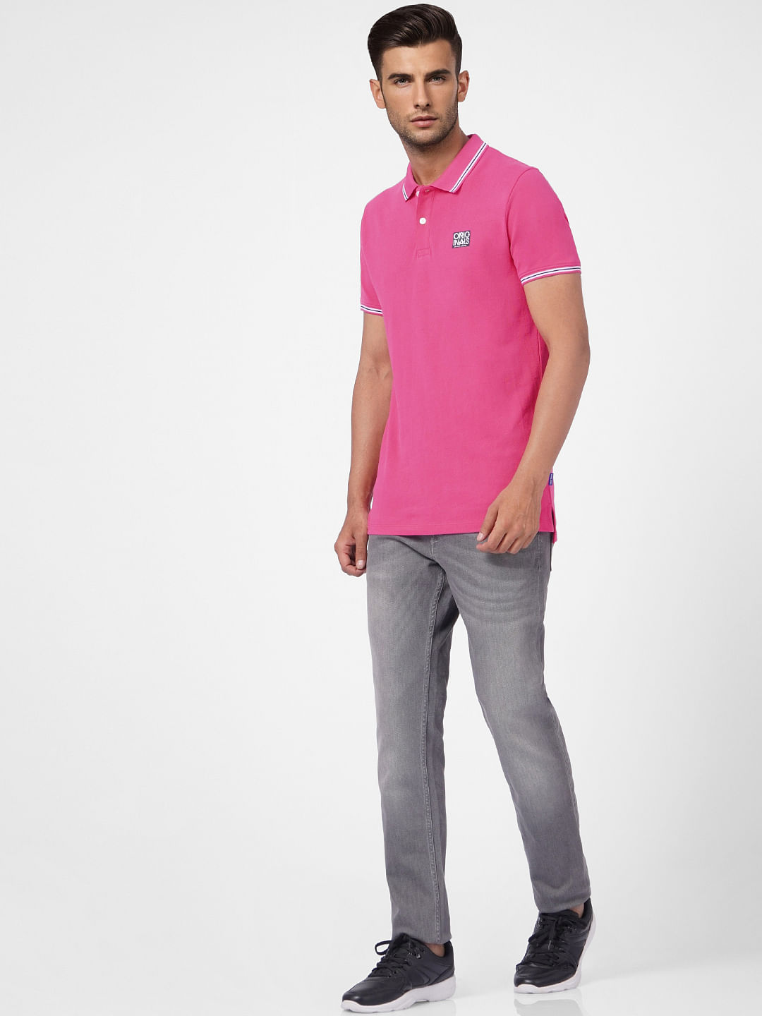 Pink Polo Neck T-shirt