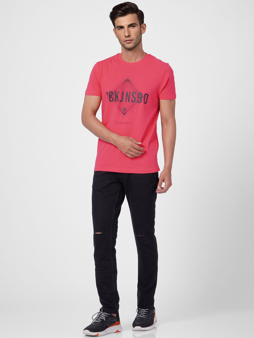 Pink Graphic Print Crew Neck T-shirt