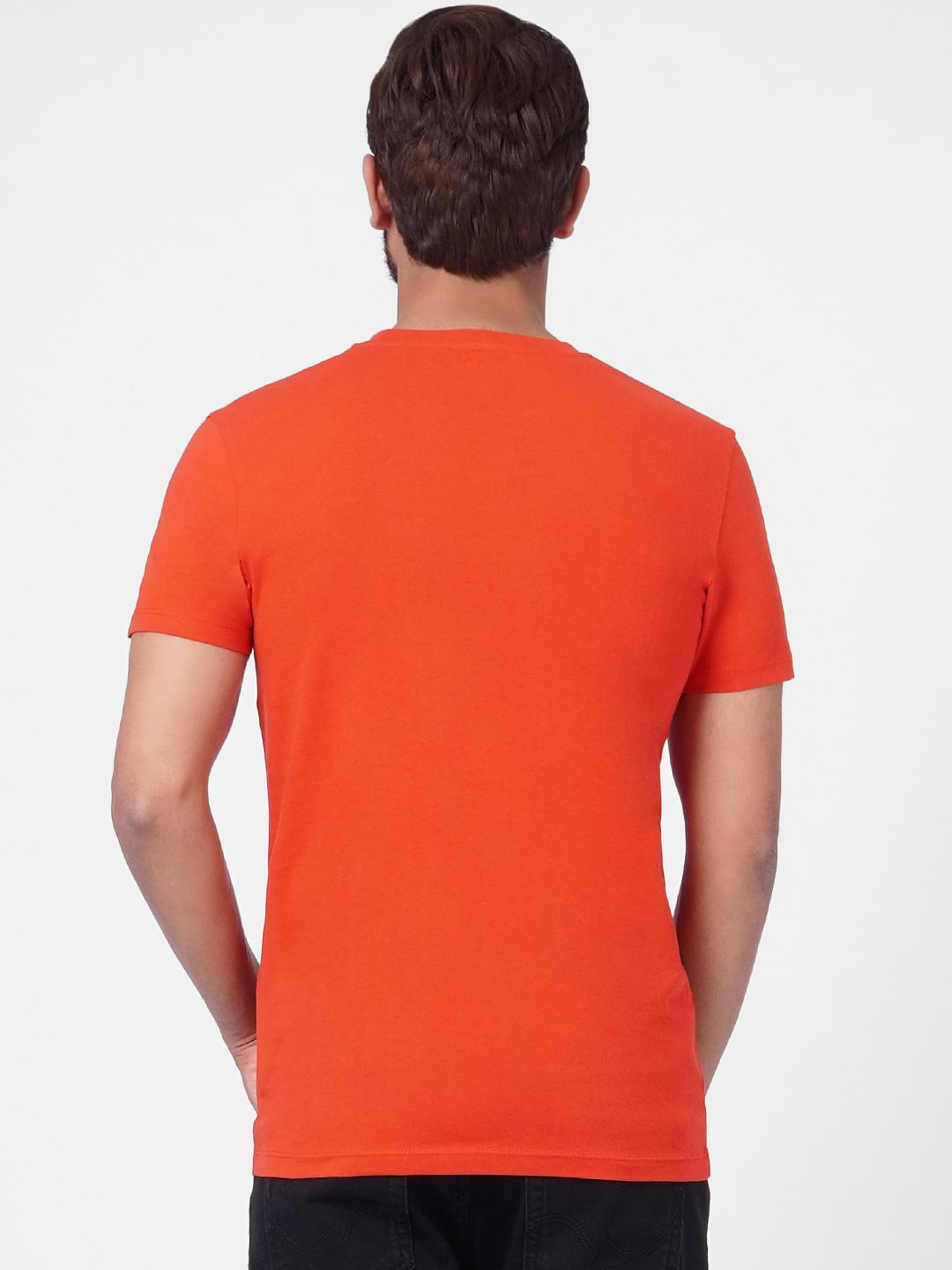 Orange Graphic Crew Neck T-shirt