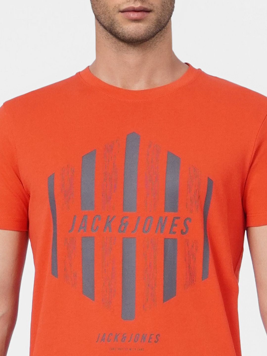 Orange Graphic Crew Neck T-shirt