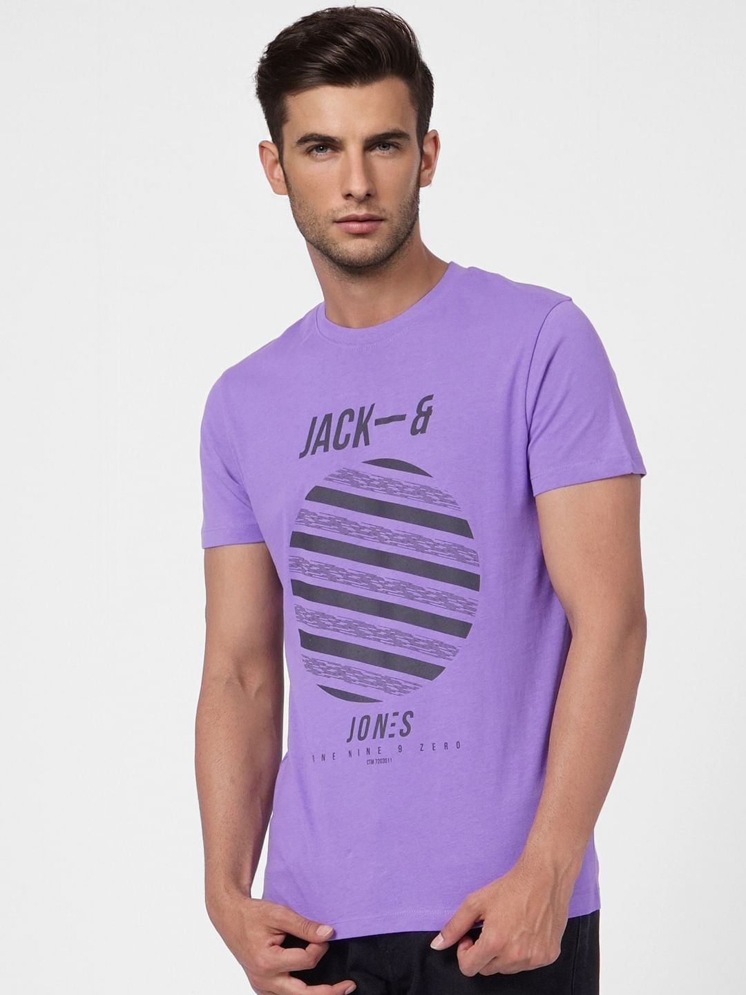 Purple Graphic Print Crew Neck T-shirt
