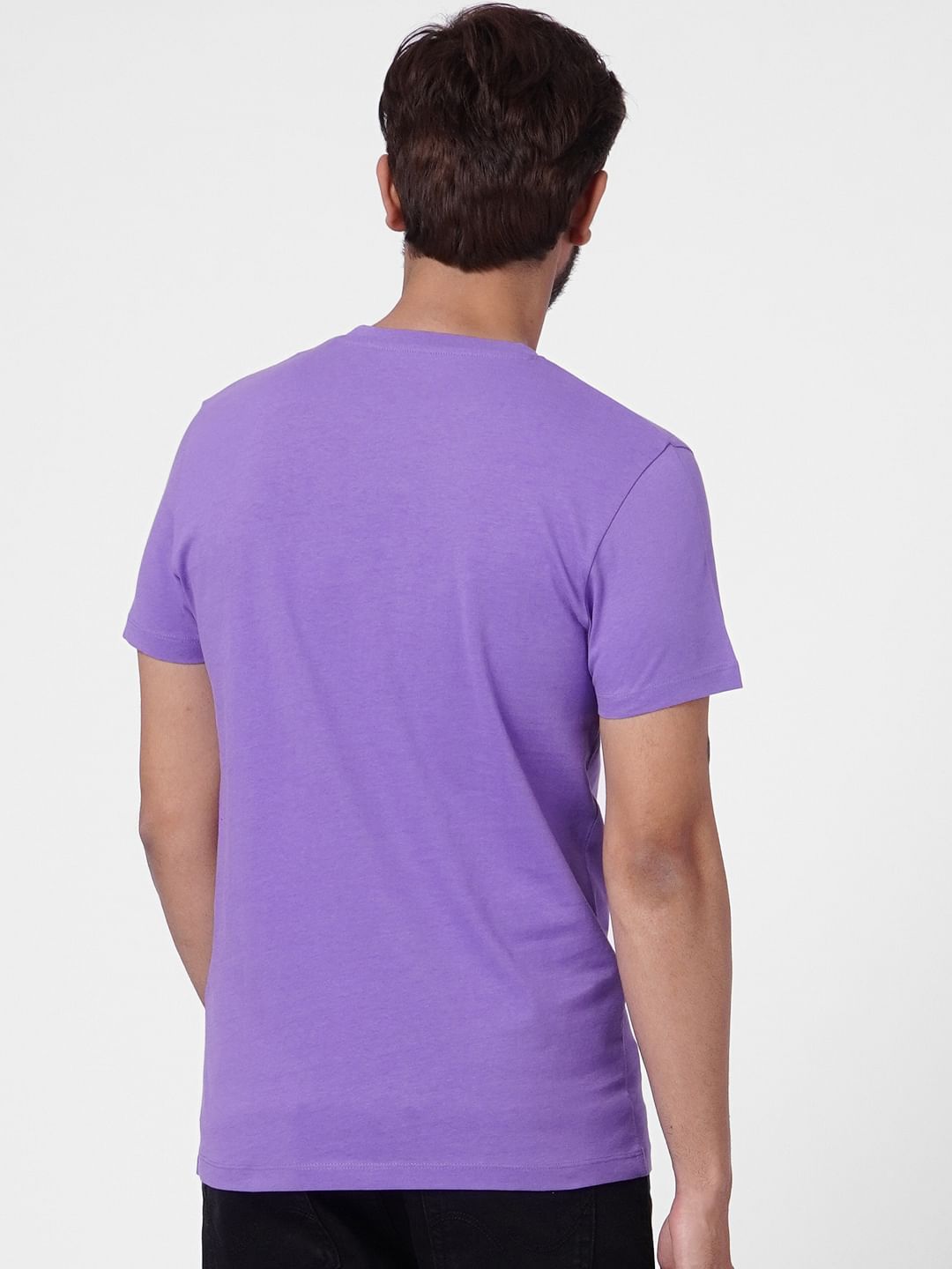 Purple Graphic Print Crew Neck T-shirt