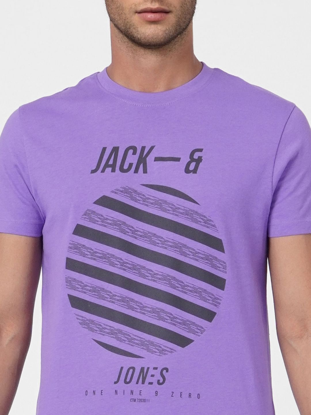 Purple Graphic Print Crew Neck T-shirt