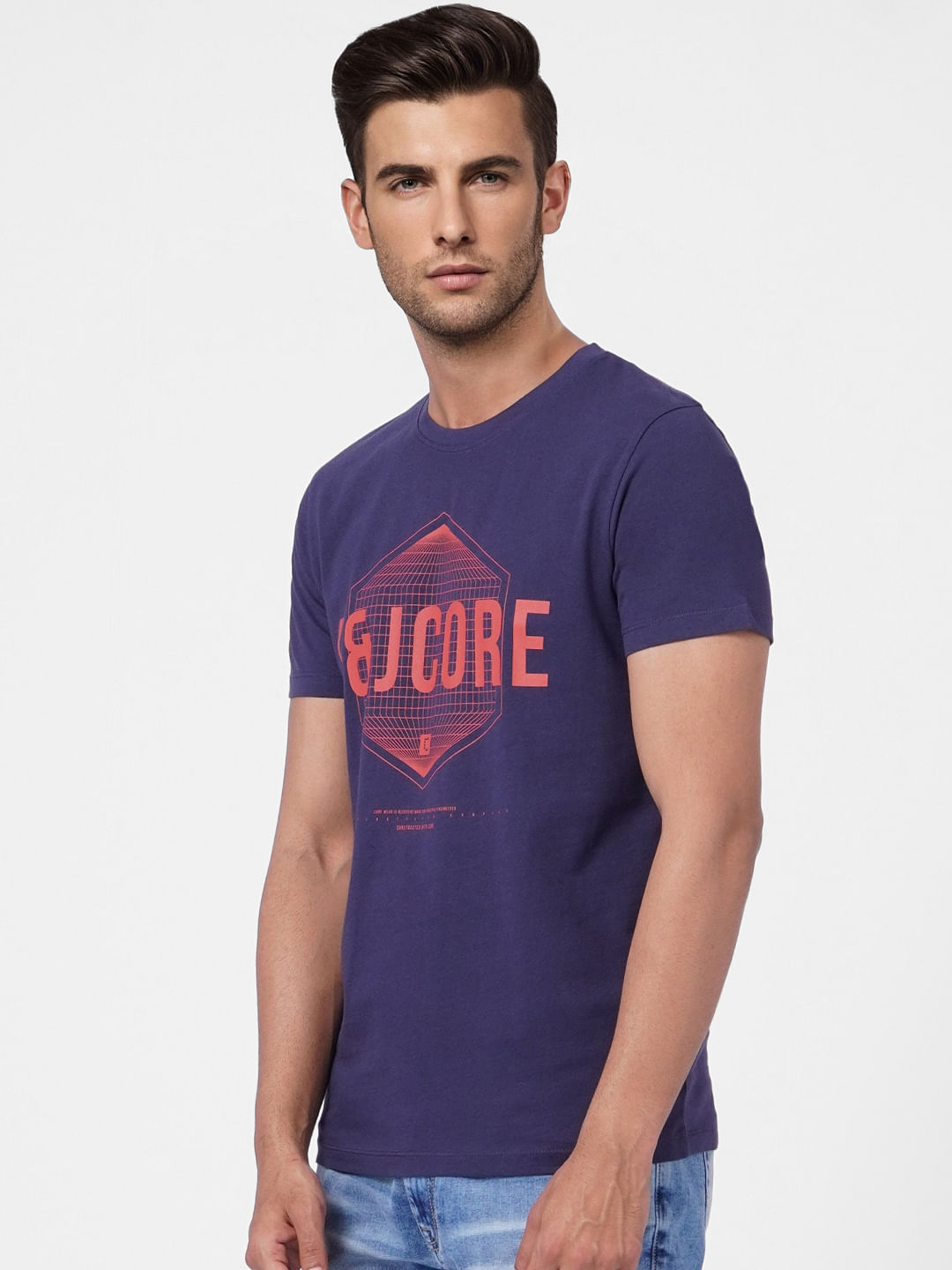 Blue Graphic Crew Neck T-shirt