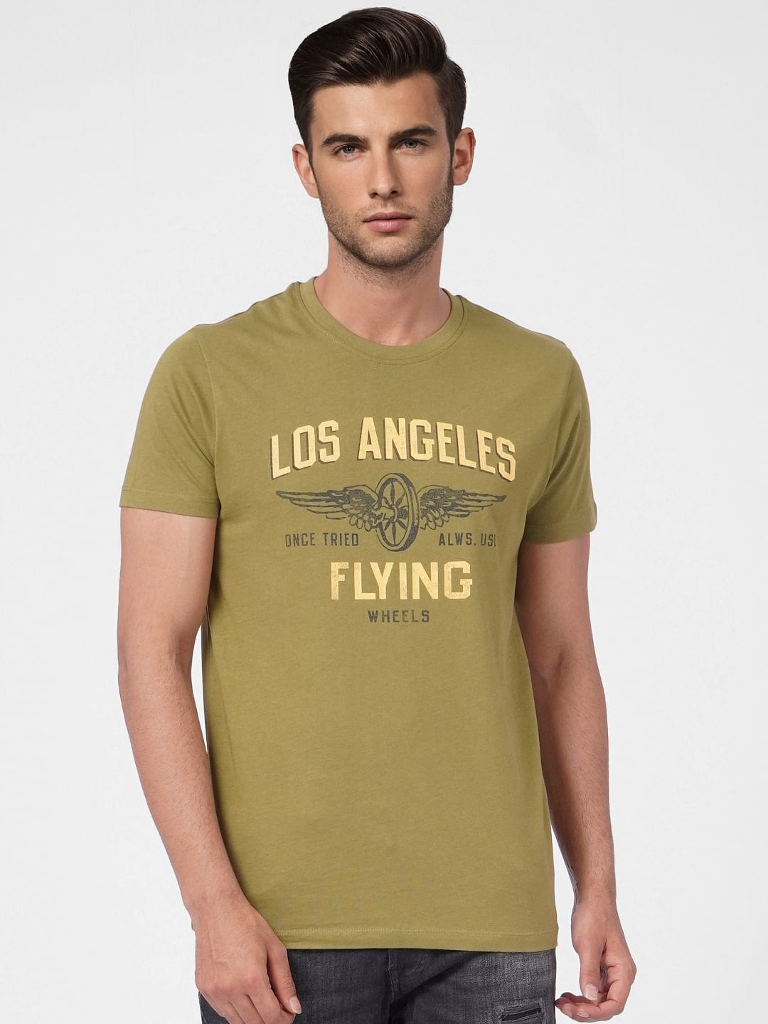 Green Graphic Print Crew Neck T-shirt