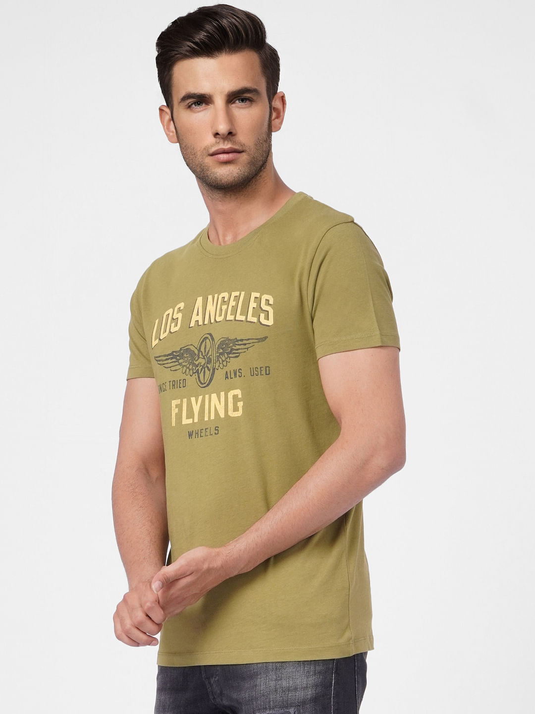 Green Graphic Print Crew Neck T-shirt