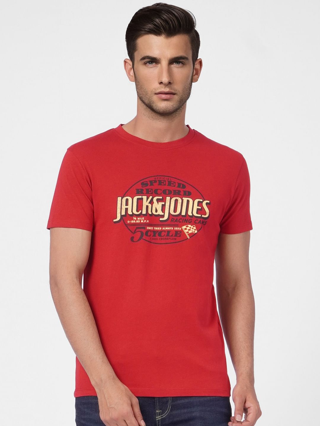 Red Graphic Print Crew Neck T-shirt
