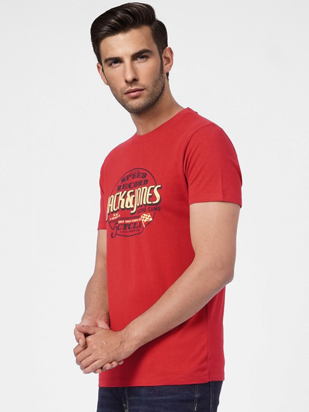 Red Graphic Print Crew Neck T-shirt