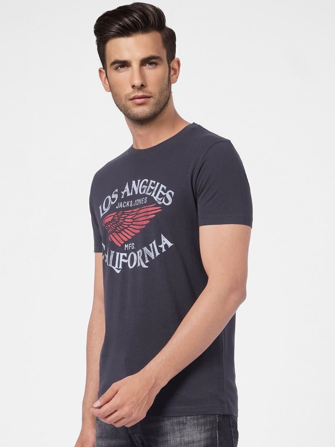 Black Graphic Print Crew Neck T-shirt