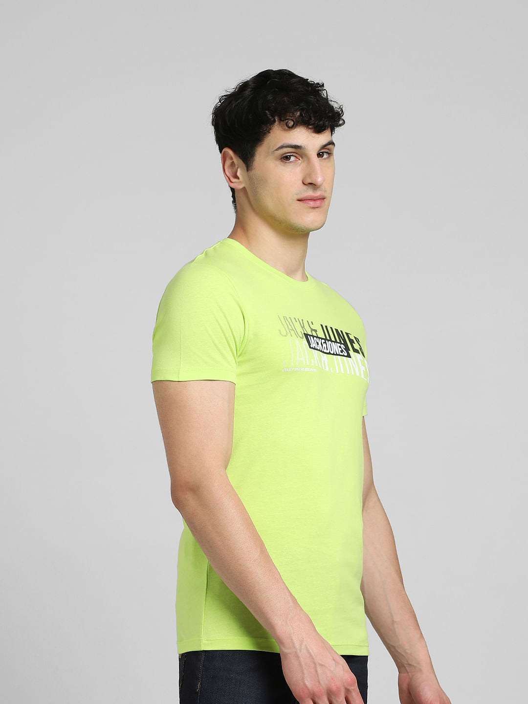 Lime Green Graphic Print Crew Neck T-shirt