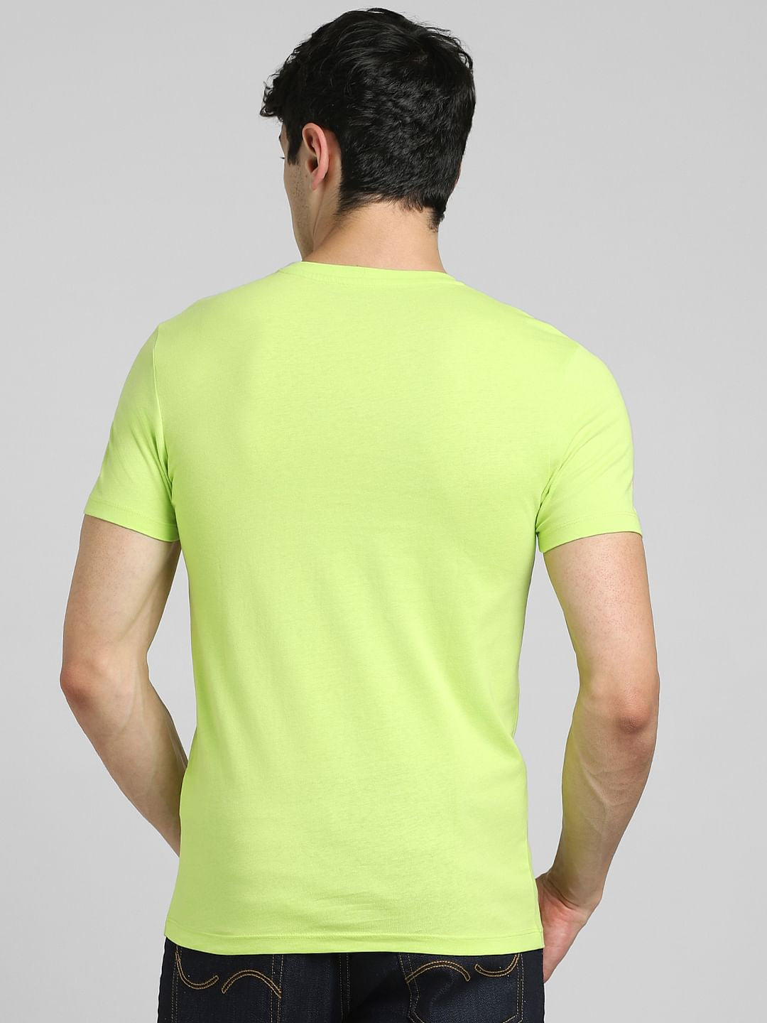 Lime Green Graphic Print Crew Neck T-shirt