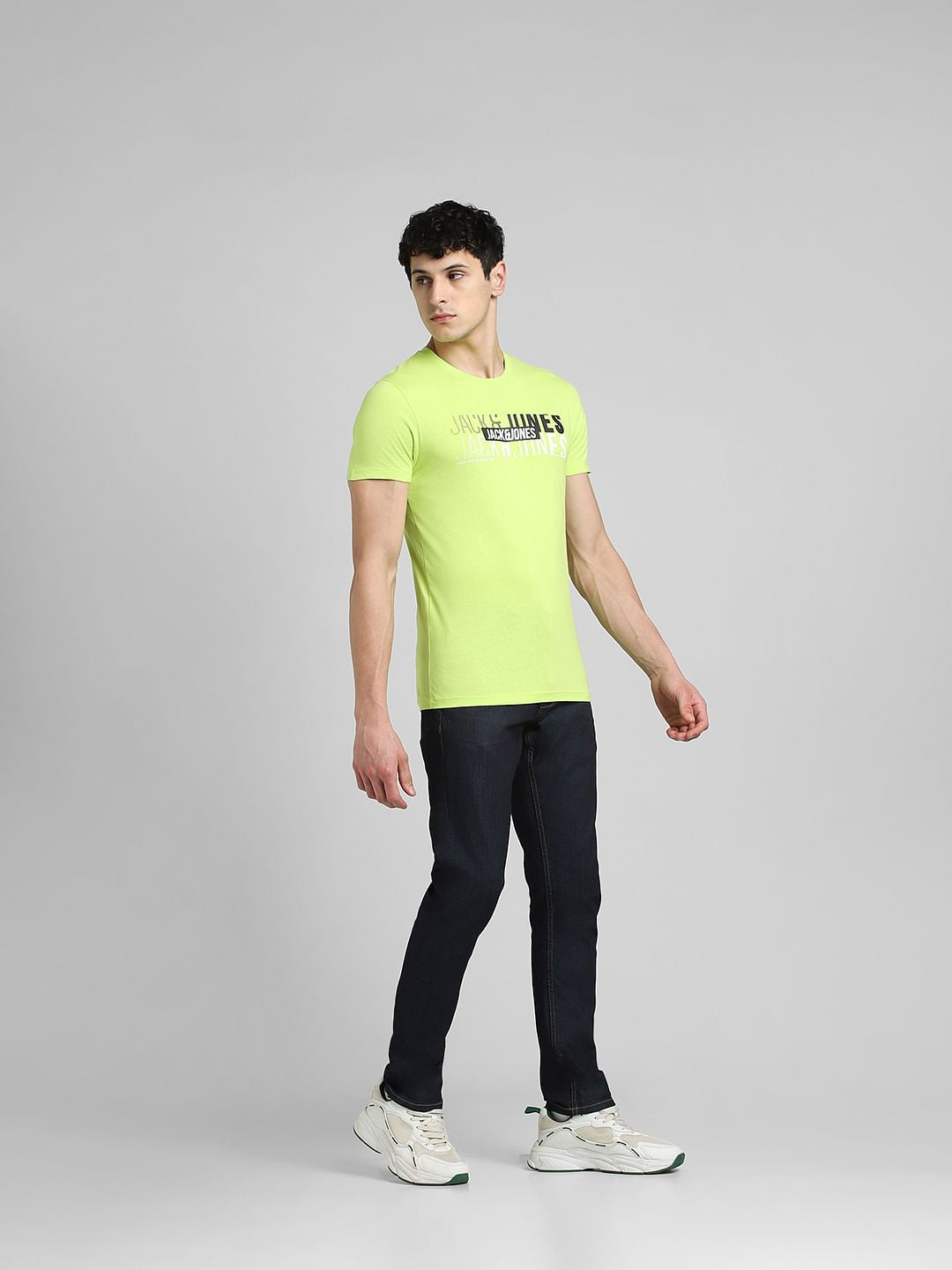 Lime Green Graphic Print Crew Neck T-shirt