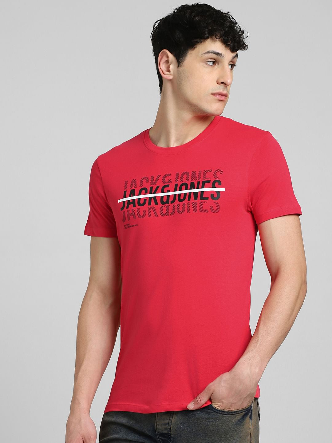 Red Graphic Print Crew Neck T-Shirt