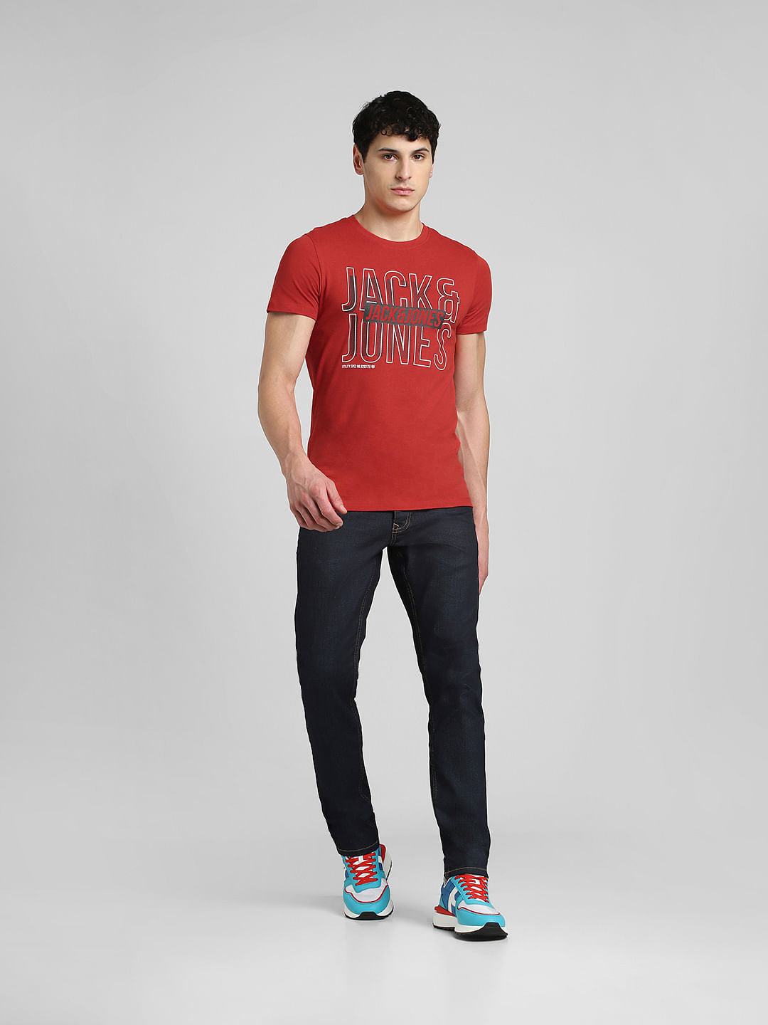Red Graphic Print Crew Neck T-shirt
