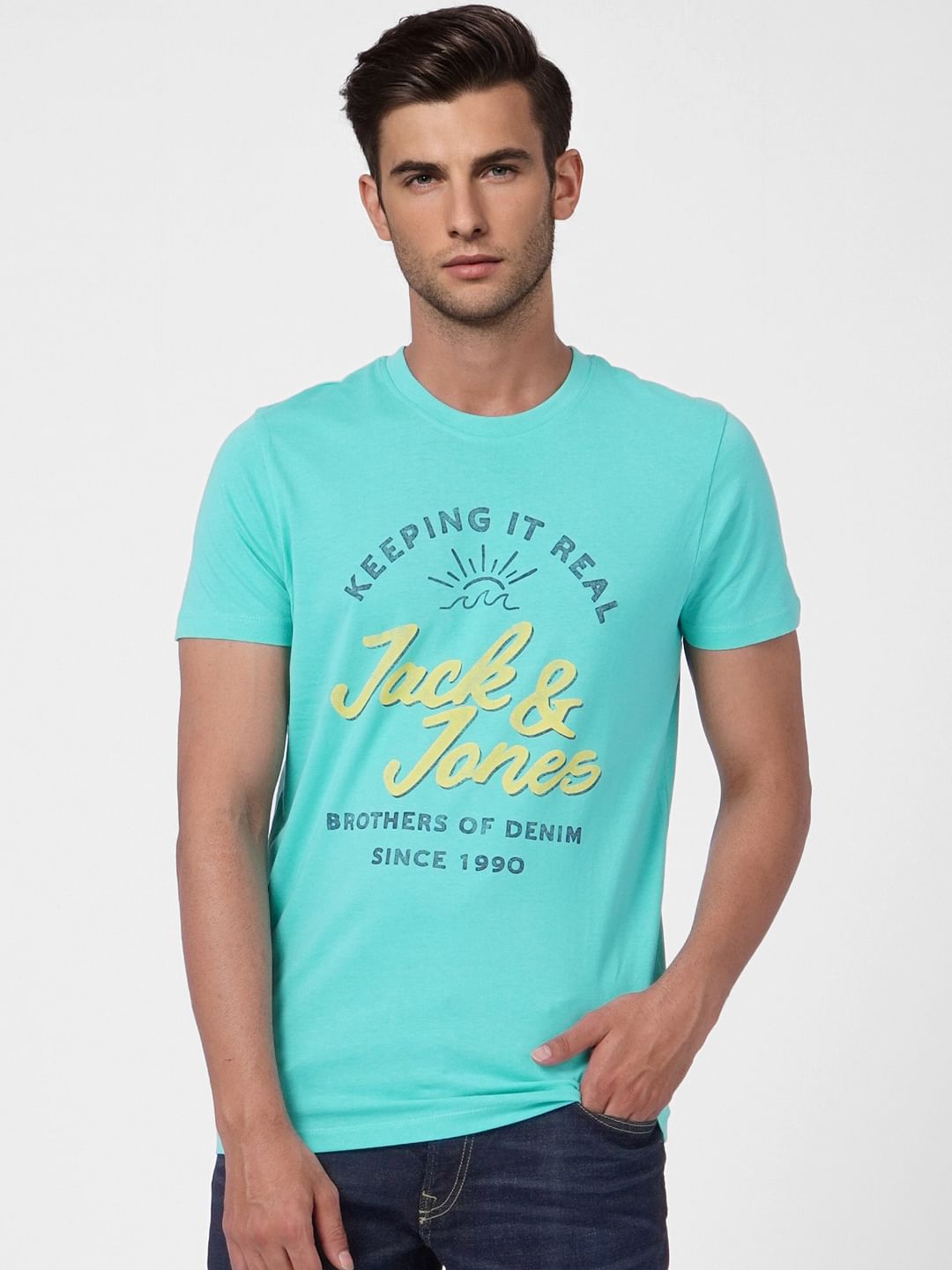 Green Logo Print Crew Neck T-shirt