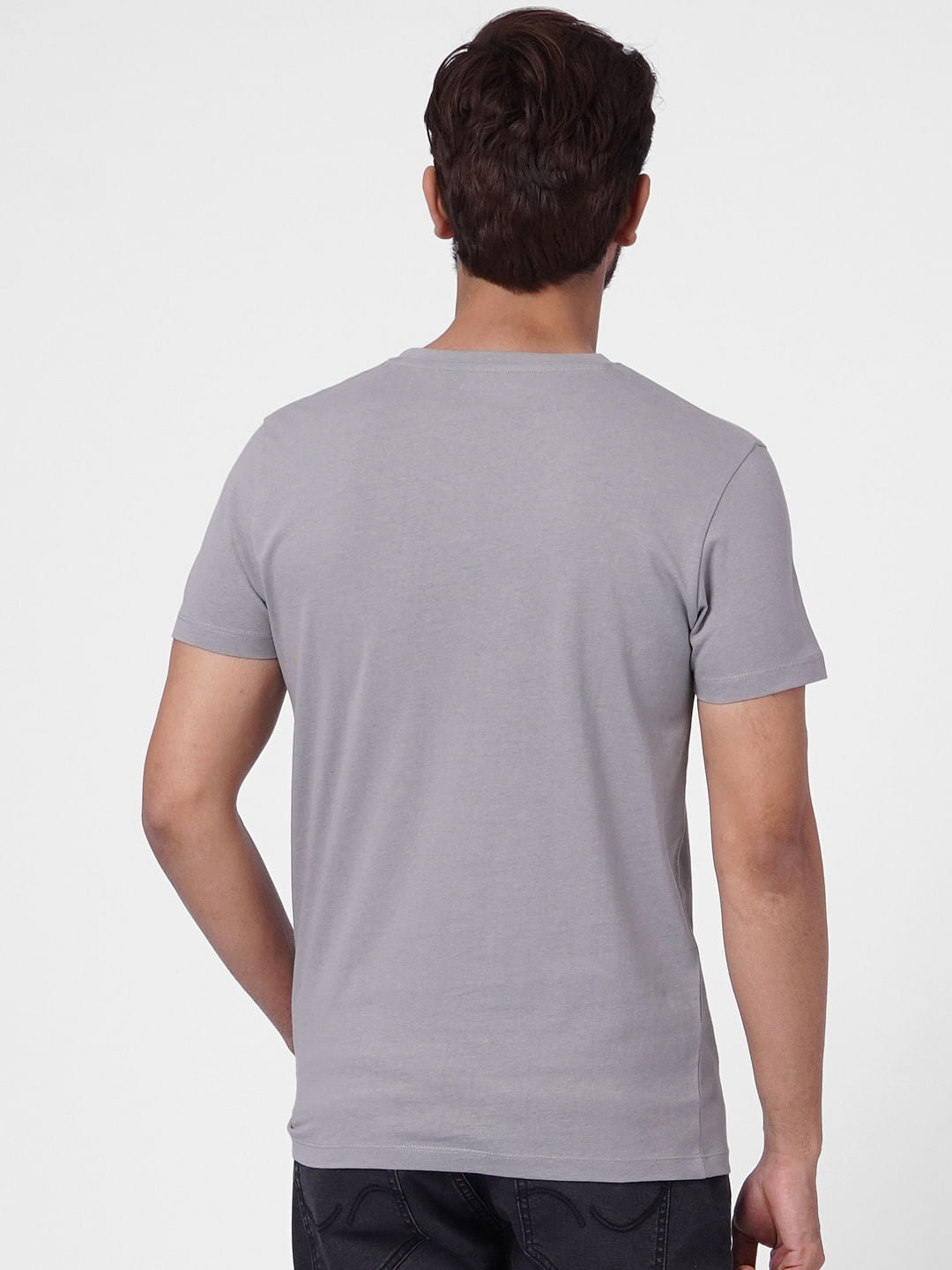 Grey Graphic Print Crew Neck T-shirt