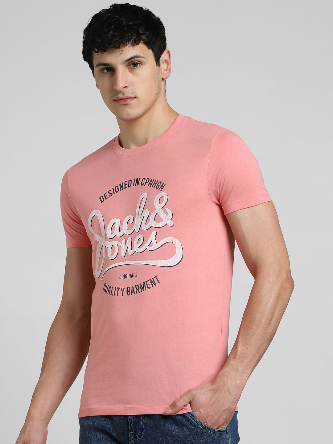 Pink Graphic Print Crew Neck T-shirt